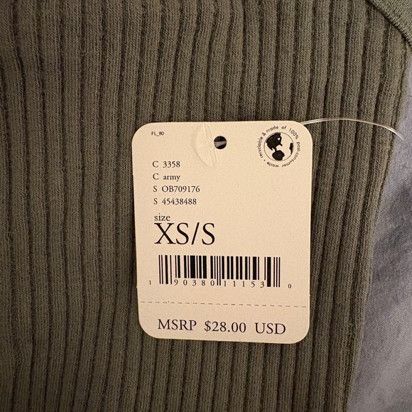 Free People Tank Top NWT size XS/S army green - Picture 3 of 4